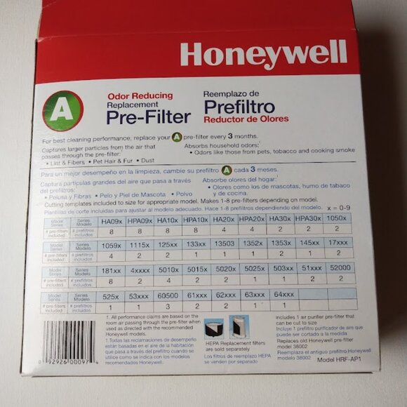 Honeywell Replacement Pre Filter A For Large Air Purifier Odor Reducing HRF-AP1 - Picture 2 of 4